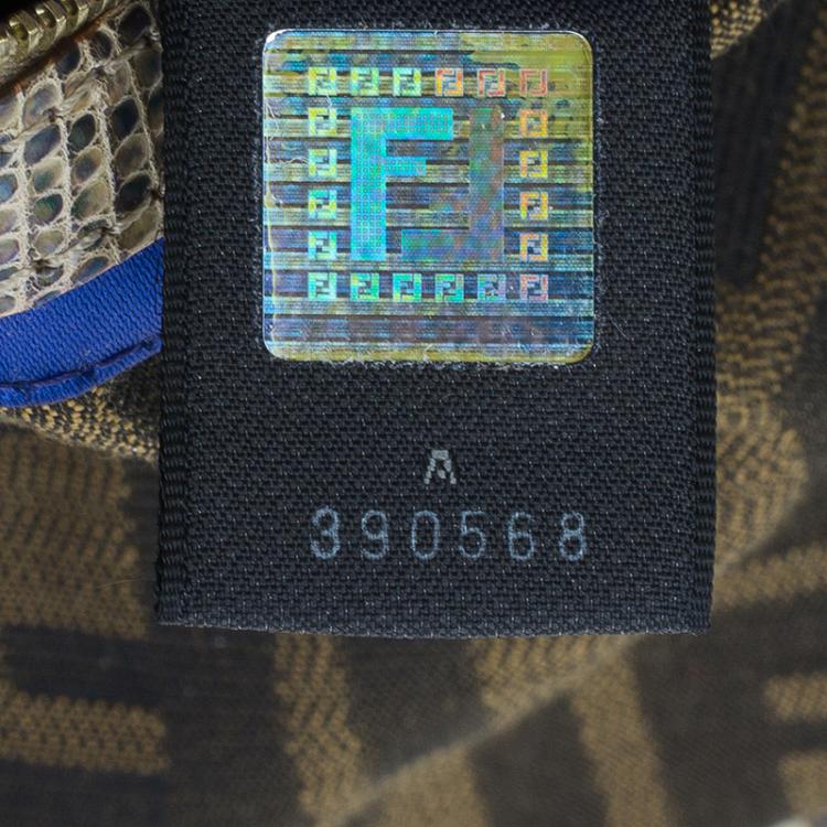Pre Owned Fendi Zucca Python and Canvas Baguette Beads Shoulder Bag 