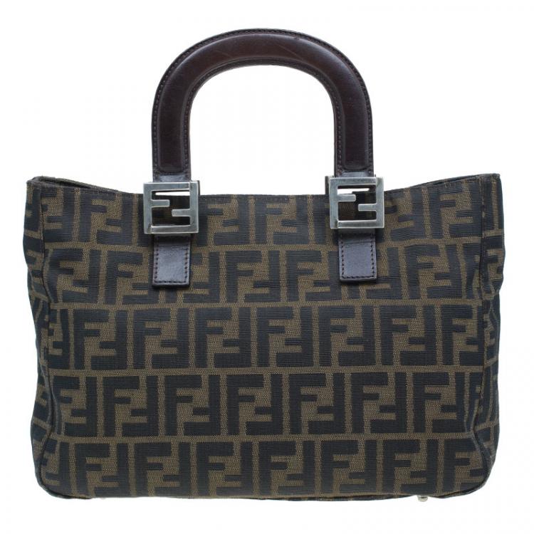 Pre Owned Fendi Tobacco Zucca Small Tote Bag