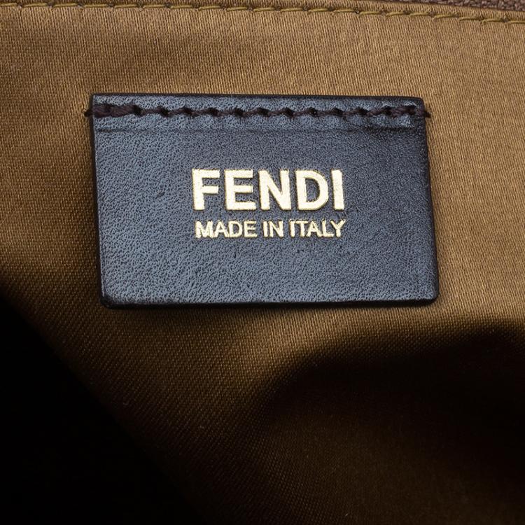 Pre Owned Fendi Brown Zucca Quilted Nylon Large Roll Tote