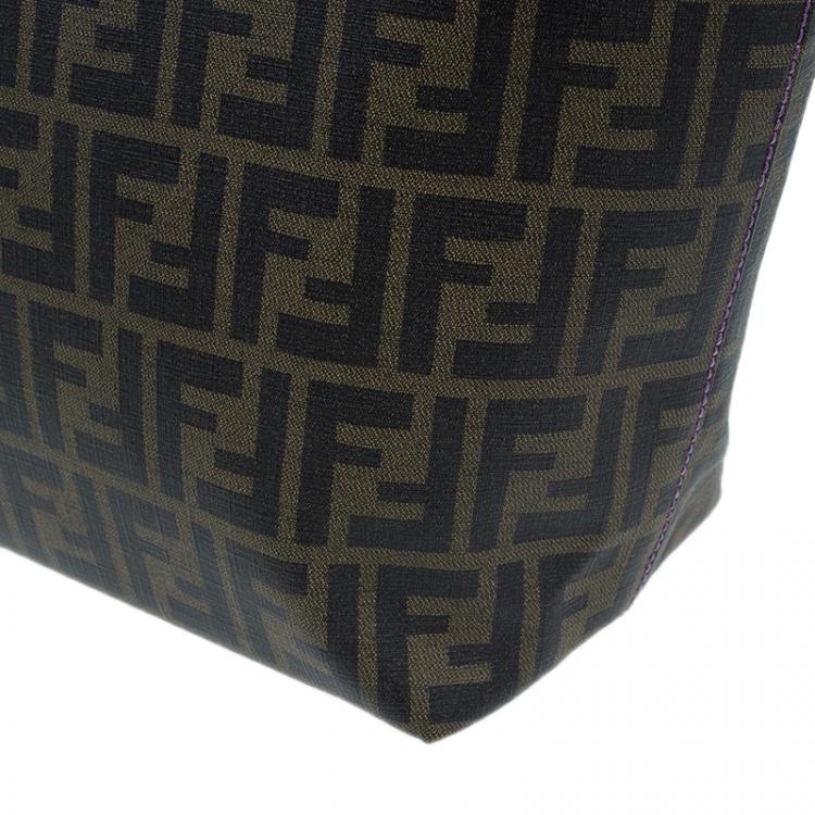 Pre Owned Fendi Brown Zucca Canvas Large Spalmati Roll Shopper Tote