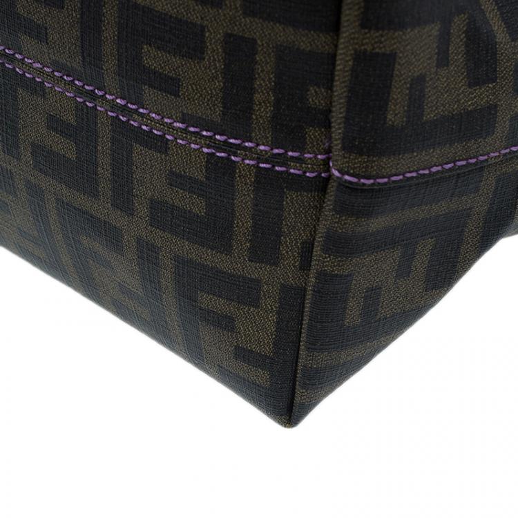 Pre Owned Fendi Brown Zucca Canvas Large Spalmati Roll Shopper Tote