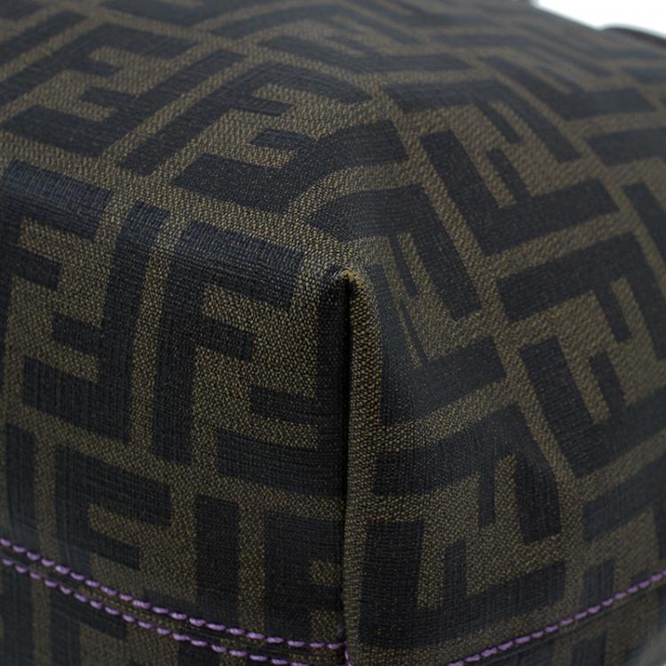 Pre Owned Fendi Brown Zucca Canvas Large Spalmati Roll Shopper Tote