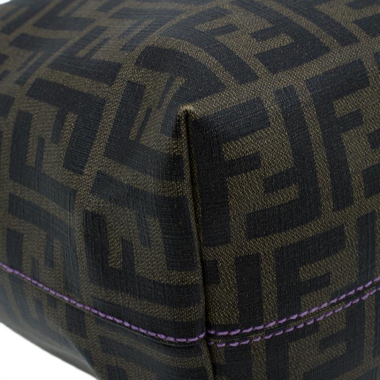 Pre Owned Fendi Brown Zucca Canvas Large Spalmati Roll Shopper Tote