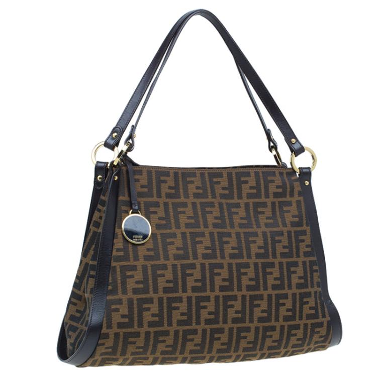 Pre Owned Fendi Brown Zucca Canvas Shoulder Bag