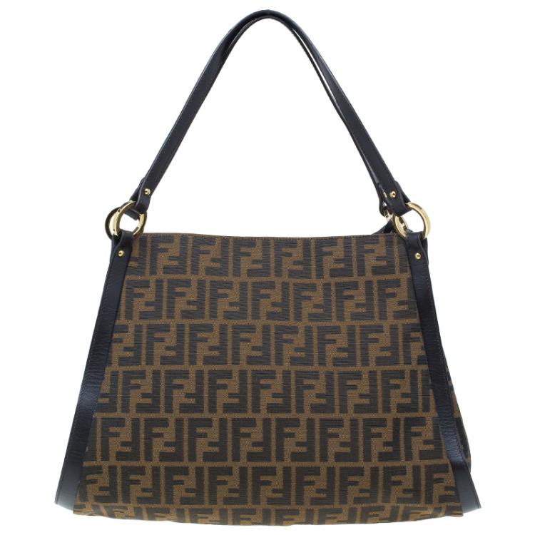 Pre Owned Fendi Brown Zucca Canvas Shoulder Bag