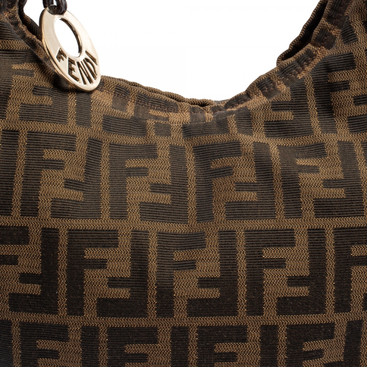 Pre Owned Fendi Tobacco Zucca Canvas Chef Chain Hobo