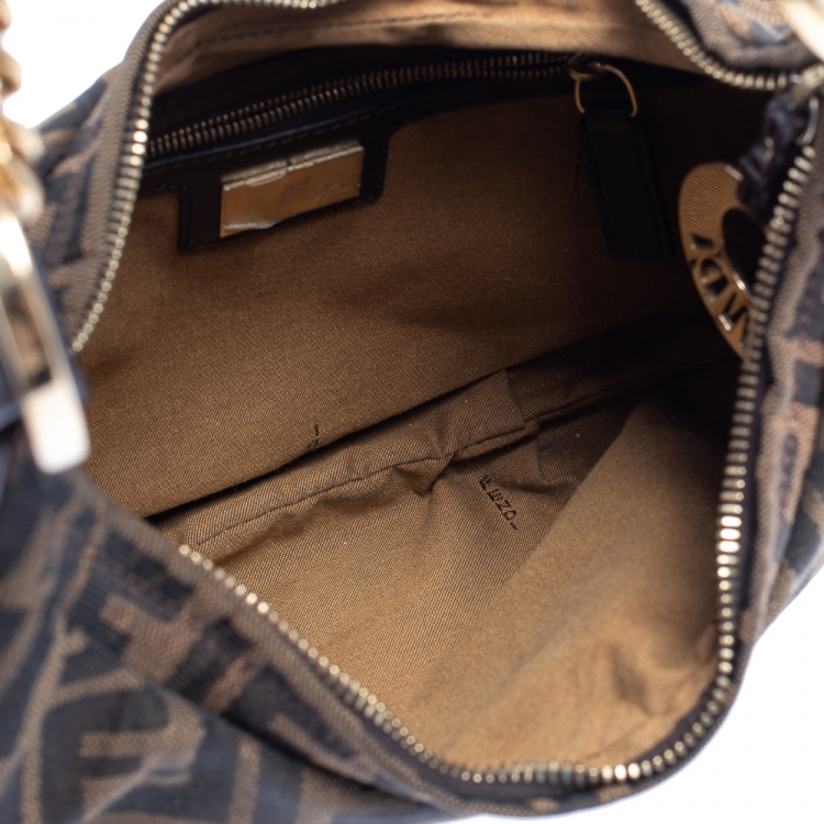 Pre Owned Fendi Tobacco Zucca Canvas Chef Chain Hobo