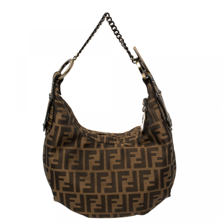 Pre Owned Fendi Tobacco Zucca Canvas Chef Hobo