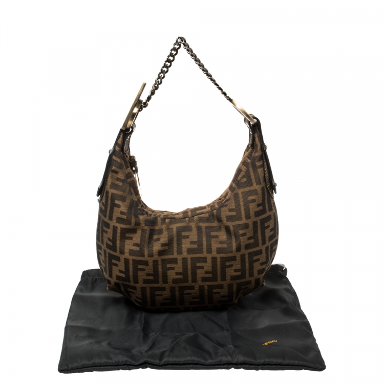 Pre Owned Fendi Tobacco Zucca Canvas Chef Hobo