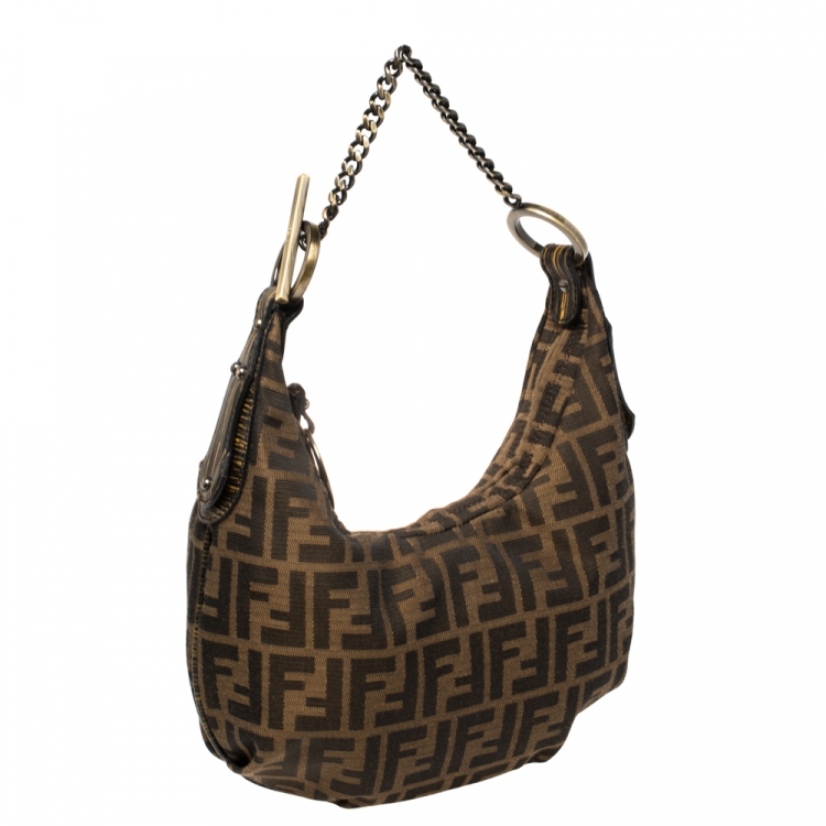 Pre Owned Fendi Tobacco Zucca Canvas Chef Hobo