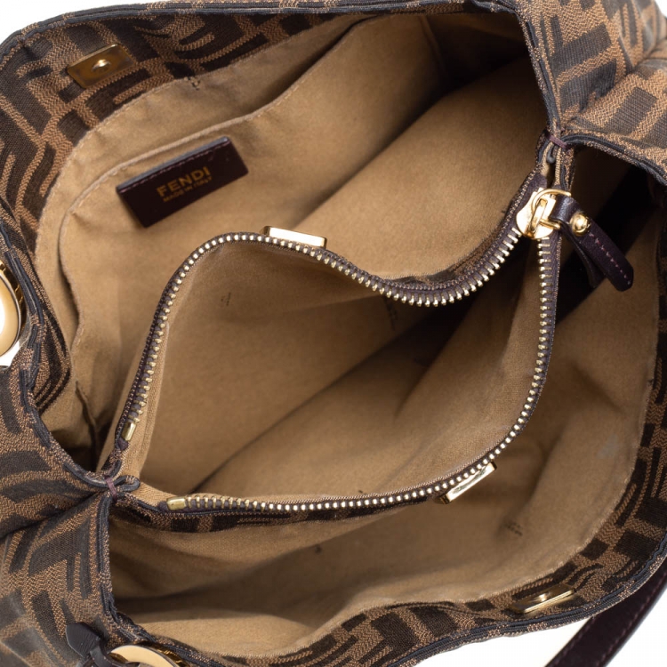 Pre Owned Fendi Tobacco Zucca Canvas and Leather Tote