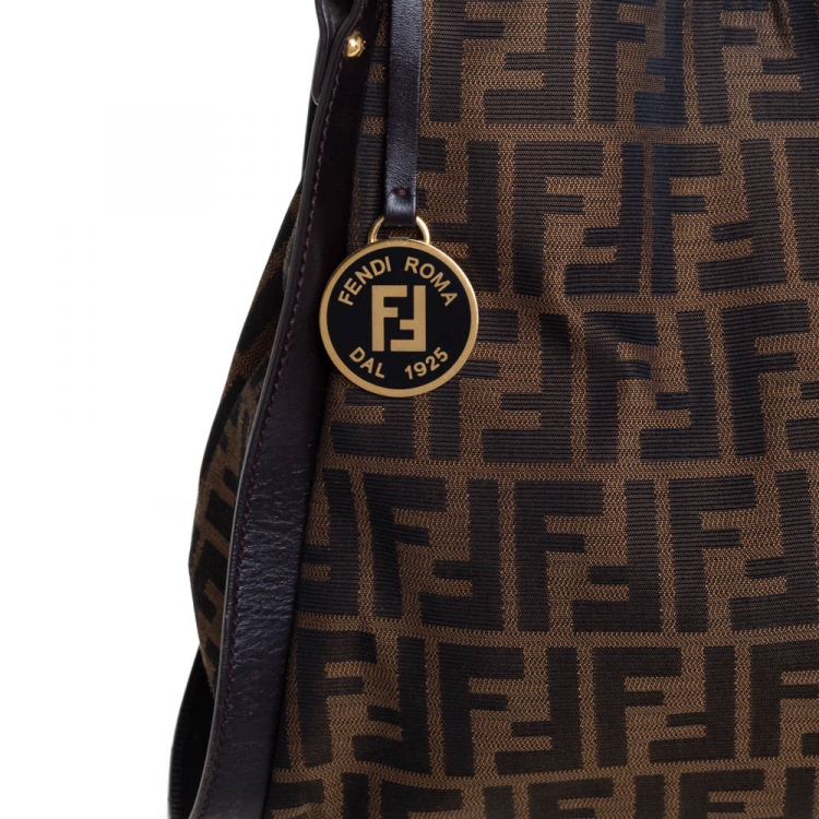 Pre Owned Fendi Tobacco Zucca Canvas and Leather Tote