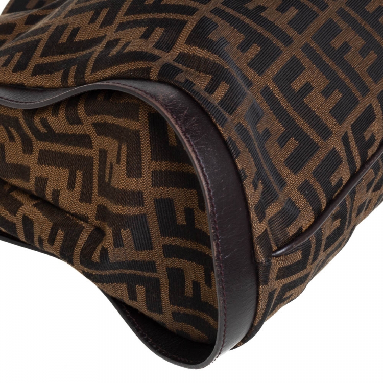 Pre Owned Fendi Tobacco Zucca Canvas and Leather Tote
