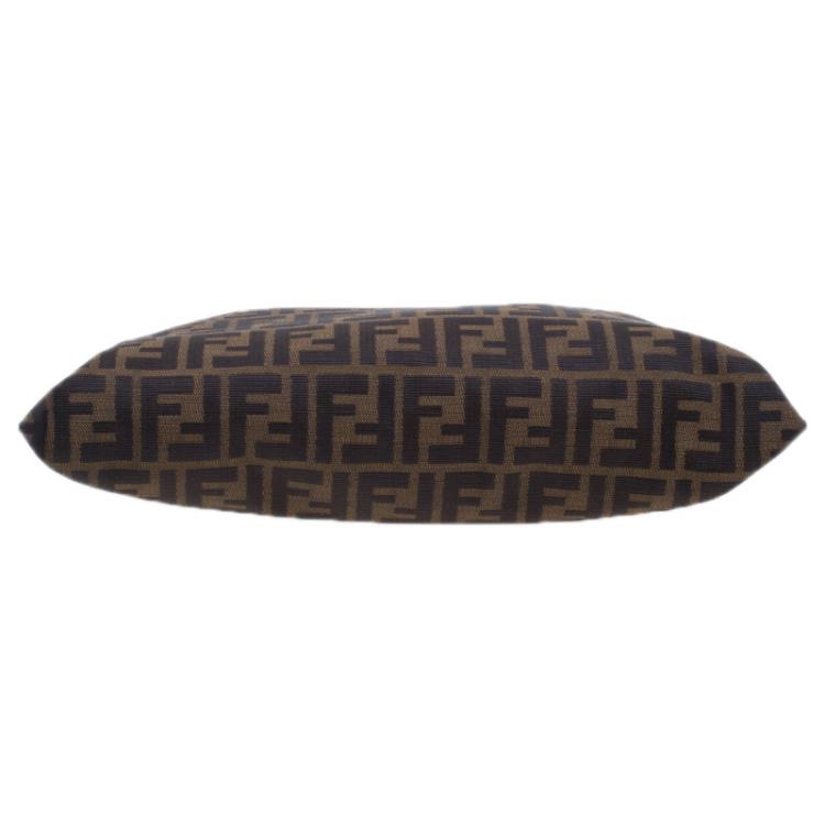 Pre Owned Fendi Brown Zucca Metal Handle Tote Bag