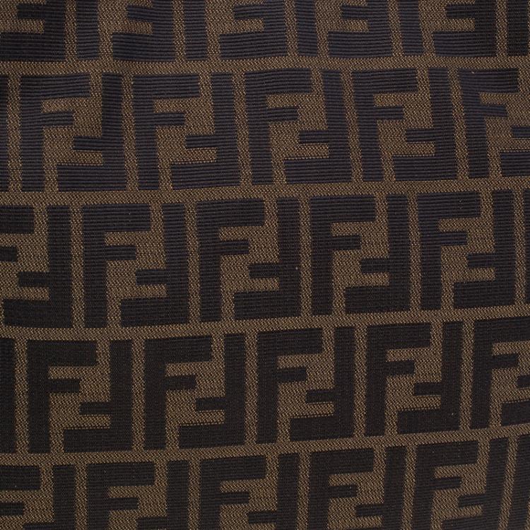Pre Owned Fendi Brown Zucca Metal Handle Tote Bag