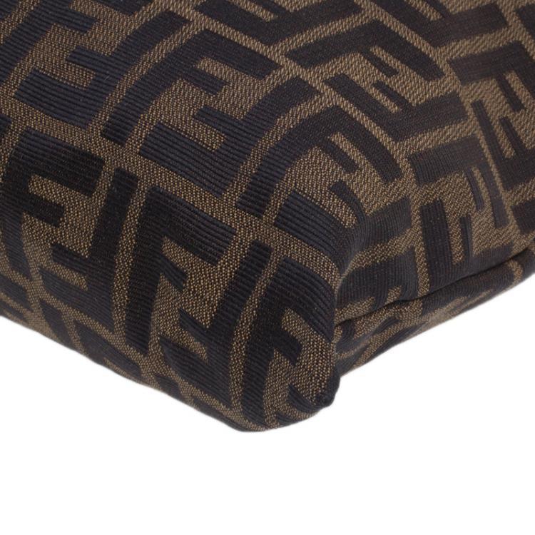 Pre Owned Fendi Brown Zucca Metal Handle Tote Bag