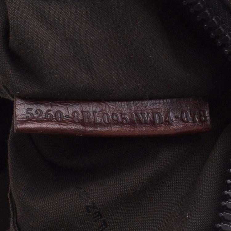 Pre Owned Fendi Brown Zucca Canvas Mixed Media Boston Bag