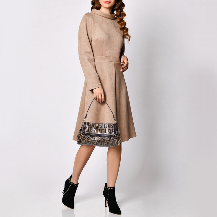 مملوكة مسبقًا Fendi Brown Zucca Embossed Leather Chef Shoulder Bag