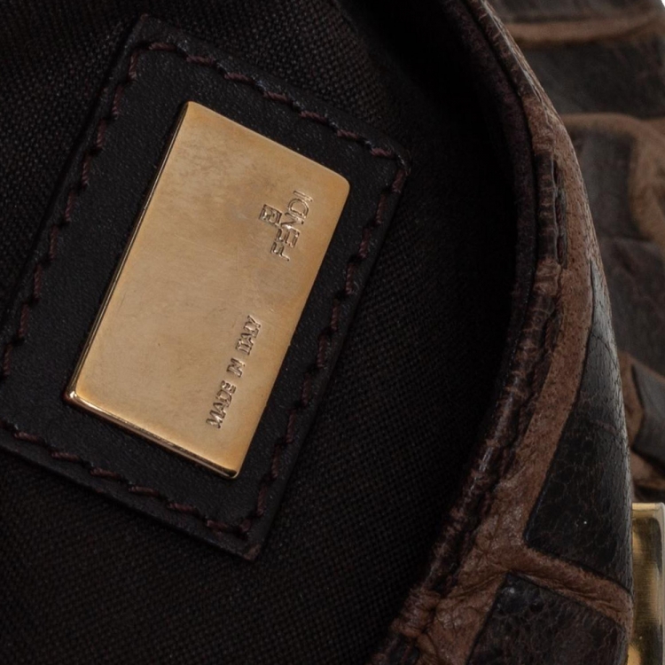 مملوكة مسبقًا Fendi Brown Zucca Embossed Leather Chef Shoulder Bag
