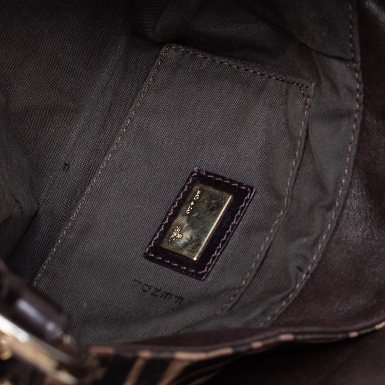 مملوكة مسبقًا Fendi Brown Zucca Embossed Leather Chef Shoulder Bag