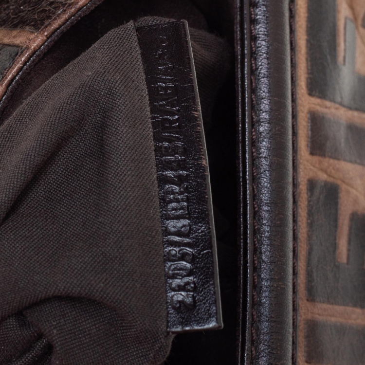 مملوكة مسبقًا Fendi Brown Zucca Embossed Leather Chef Shoulder Bag