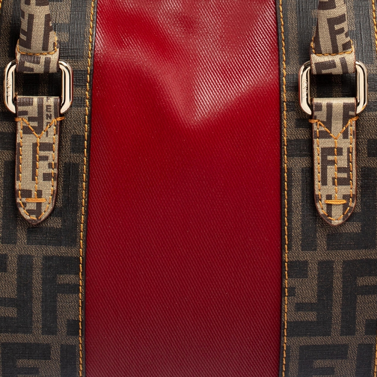 Pre Owned Fendi Multicolor Zucca Coated Canvas and Nylon B. Mix Boston Bag