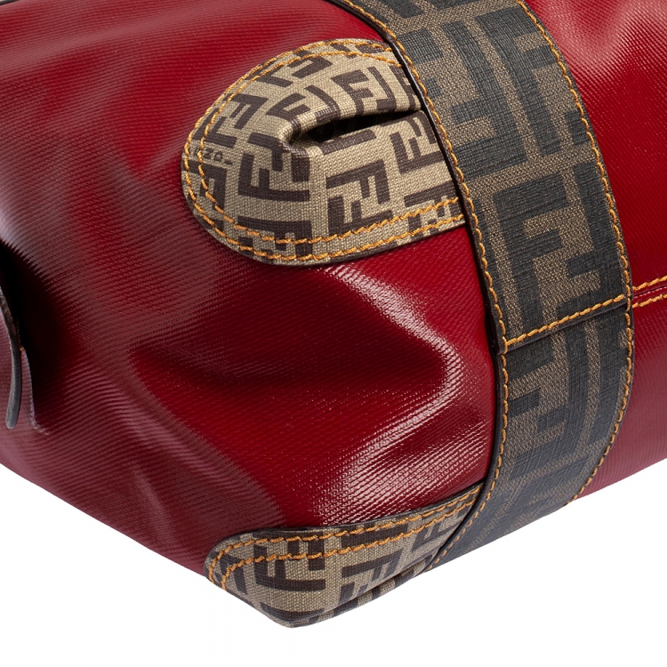 Pre Owned Fendi Multicolor Zucca Coated Canvas and Nylon B. Mix Boston Bag