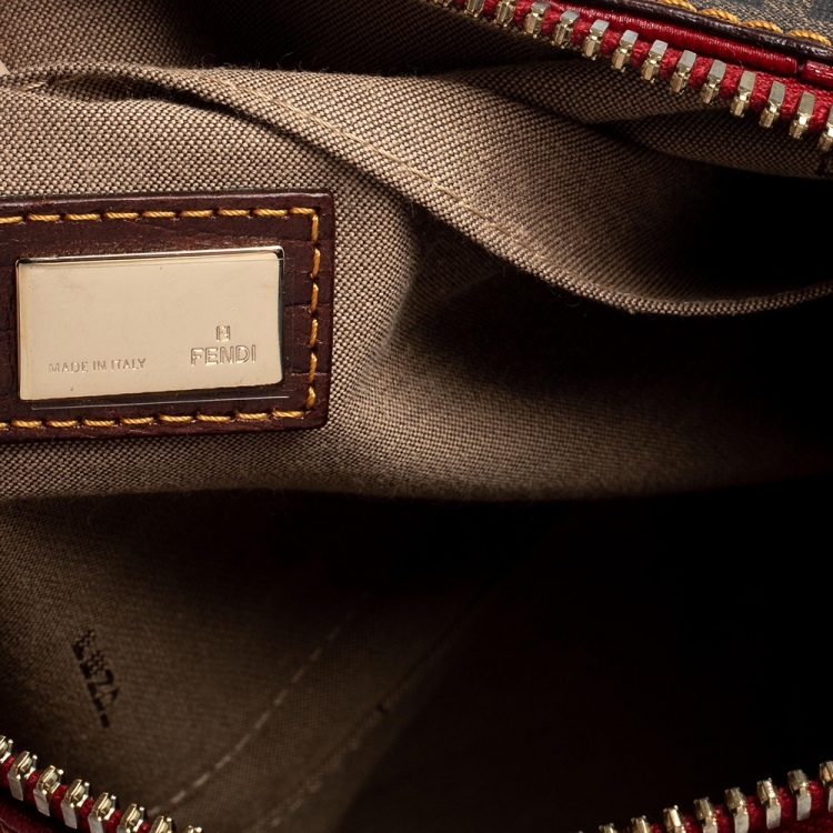 Pre Owned Fendi Multicolor Zucca Coated Canvas and Nylon B. Mix Boston Bag