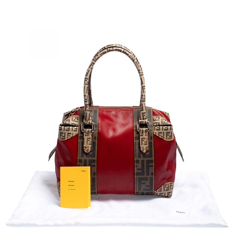 Pre Owned Fendi Multicolor Zucca Coated Canvas and Nylon B. Mix Boston Bag