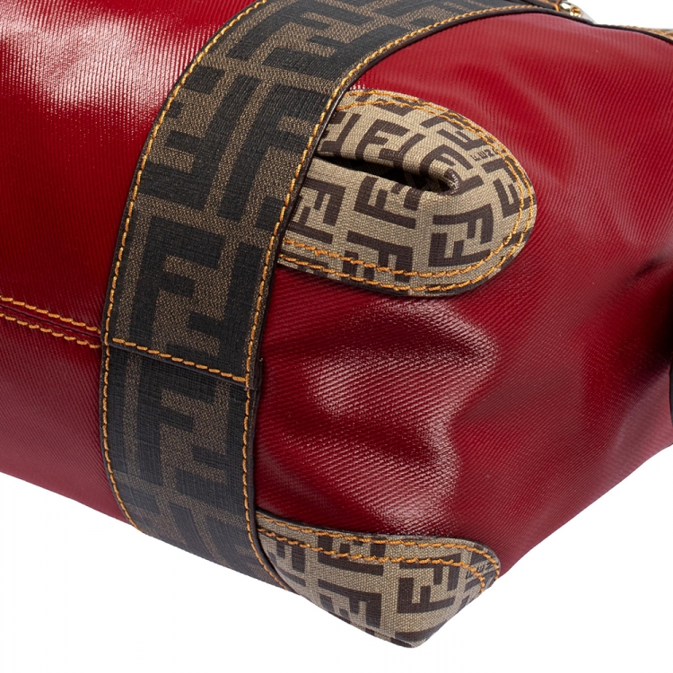 Pre Owned Fendi Multicolor Zucca Coated Canvas and Nylon B. Mix Boston Bag