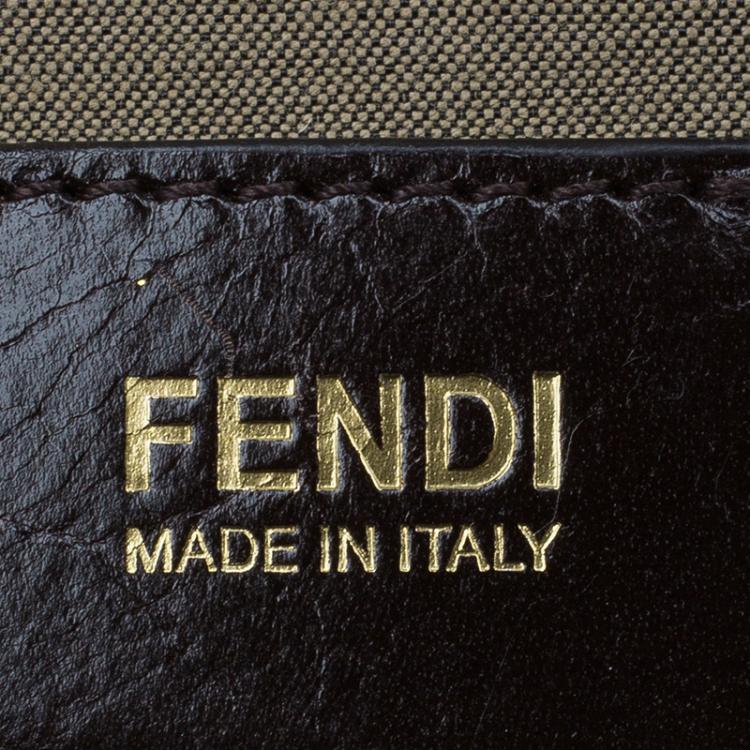 Pre Owned Fendi Beige Zucchino Coated Canvas Forever Bauletto Boston Bag