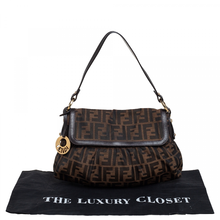 Pre Owned Fendi Tobacco Zucca Canvas and Leather Borsa Chef Bag