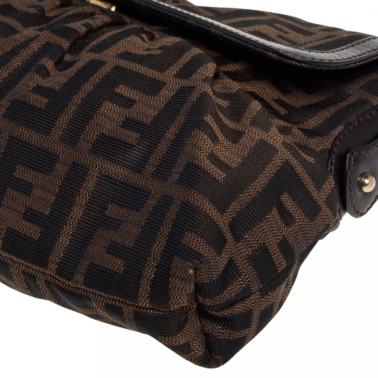 Pre Owned Fendi Tobacco Zucca Canvas and Leather Borsa Chef Bag