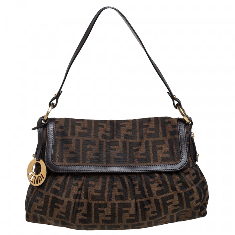 Pre Owned Fendi Tobacco Zucca Canvas and Leather Borsa Chef Bag