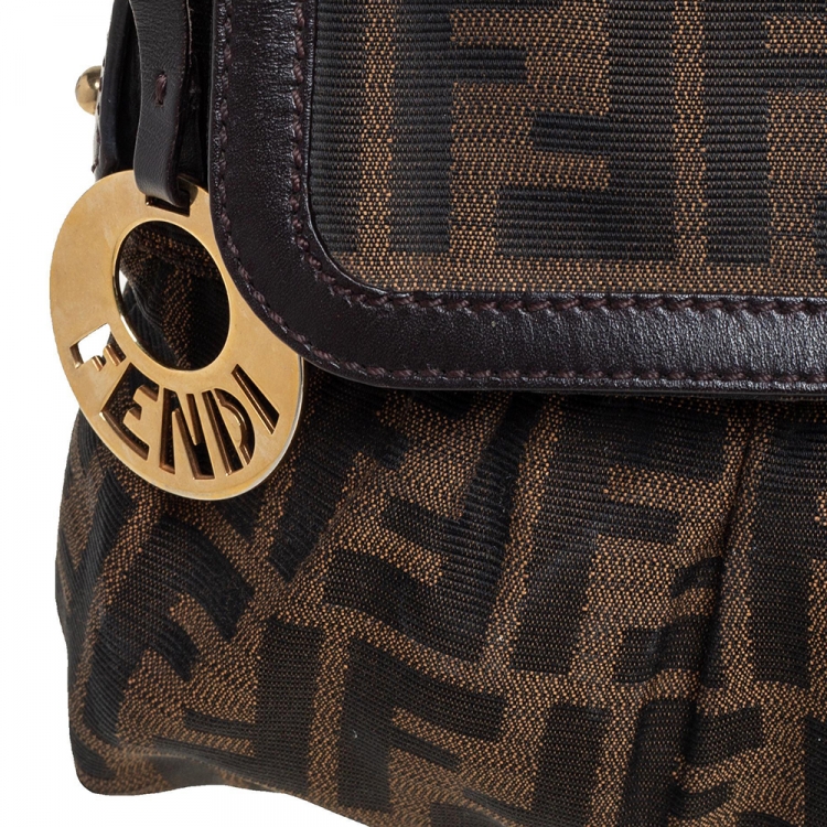 Pre Owned Fendi Tobacco Zucca Canvas and Leather Borsa Chef Bag