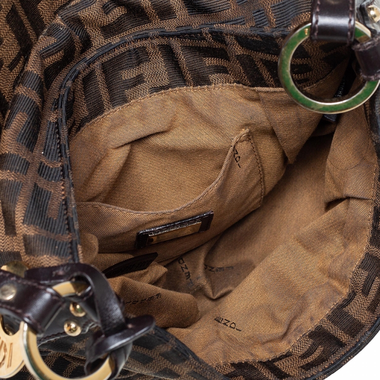 Pre Owned Fendi Tobacco Zucca Canvas and Leather Borsa Chef Bag