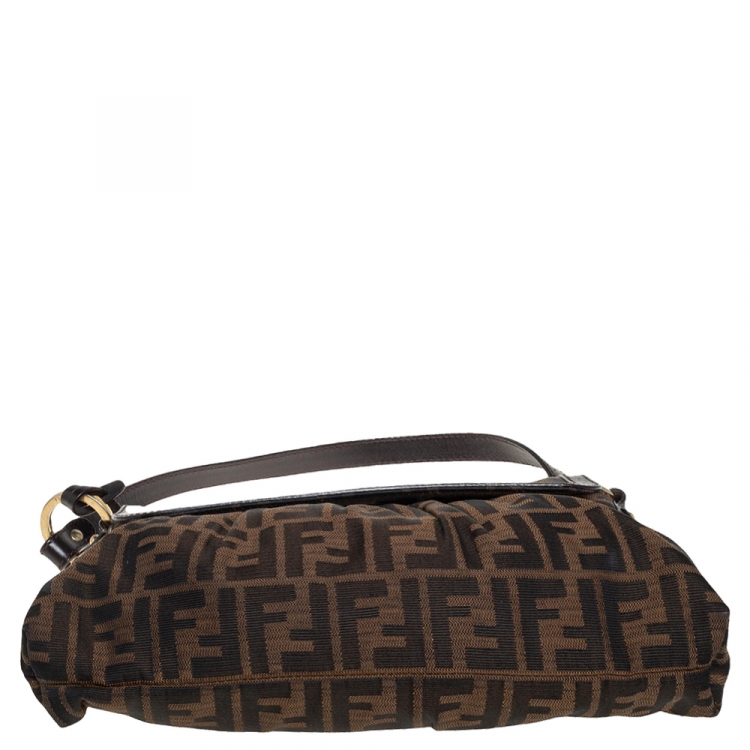 Pre Owned Fendi Tobacco Zucca Canvas and Leather Borsa Chef Bag