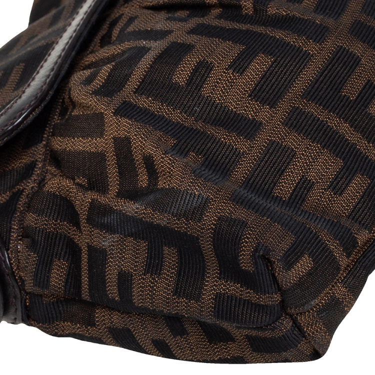 Pre Owned Fendi Tobacco Zucca Canvas and Leather Borsa Chef Bag