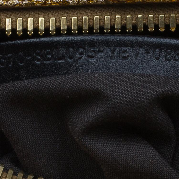 Pre Owned Fendi Gold Pebbled Leather Media Boston Bag