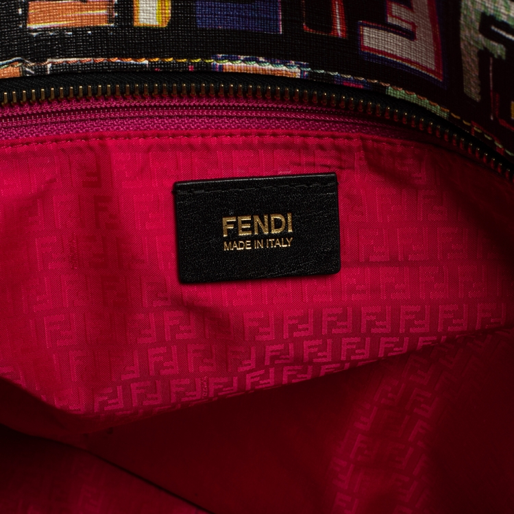 Pre Owned Fendi Multicolor Zucca Coated Canvas Large Roll Tote