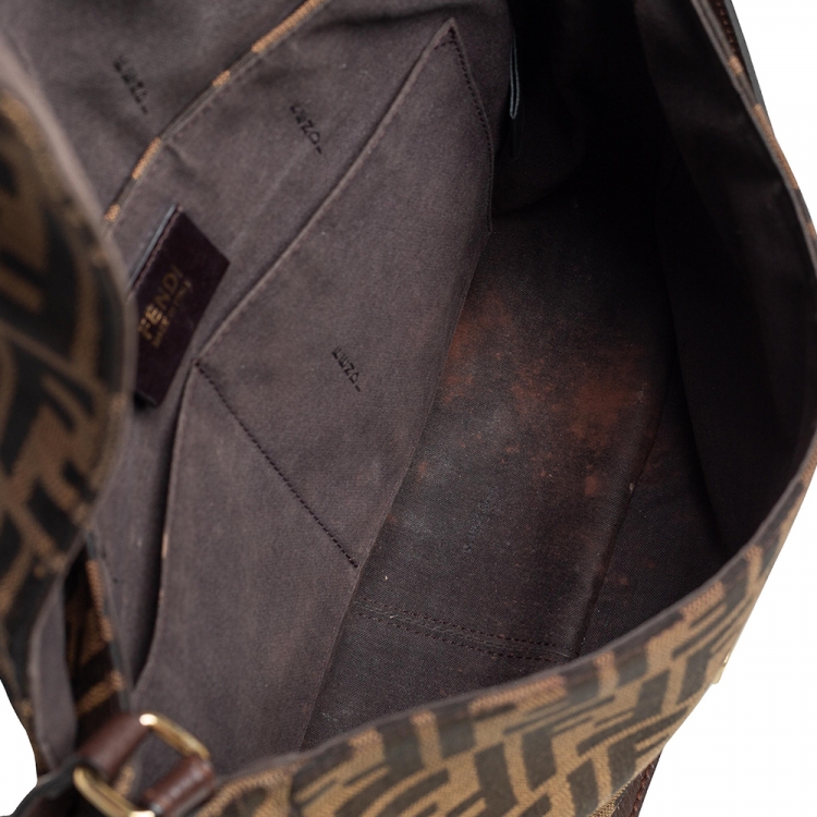 مملوكة مسبقًا Fendi Tobacco Zucca Canvas and Leather Flap Crossbody Bag