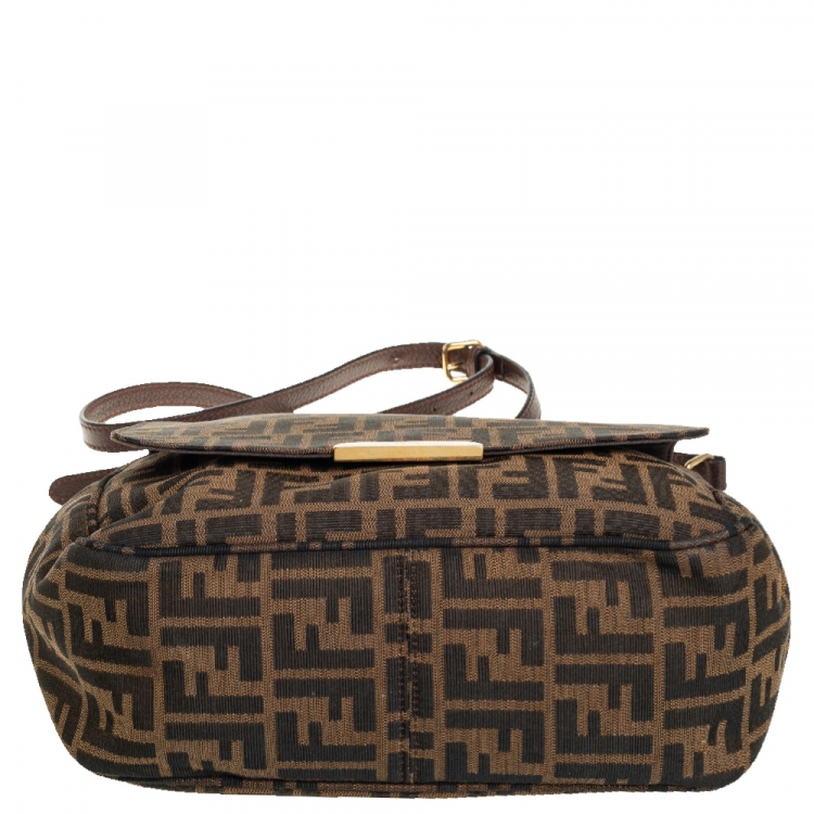 مملوكة مسبقًا Fendi Tobacco Zucca Canvas and Leather Flap Crossbody Bag