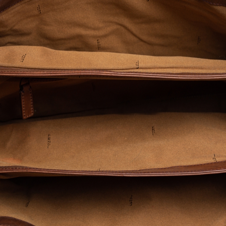 Pre Owned Fendi Tobacco Zucca Canvas and Leather Flap Messenger Bag