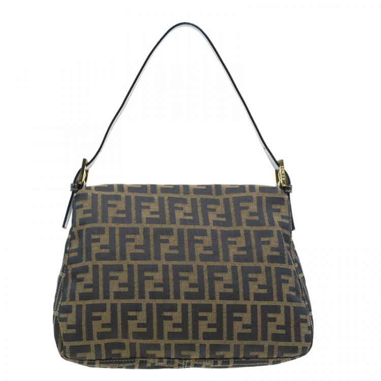 Pre Owned Fendi Brown Tobacco Zucca Mama Baguette