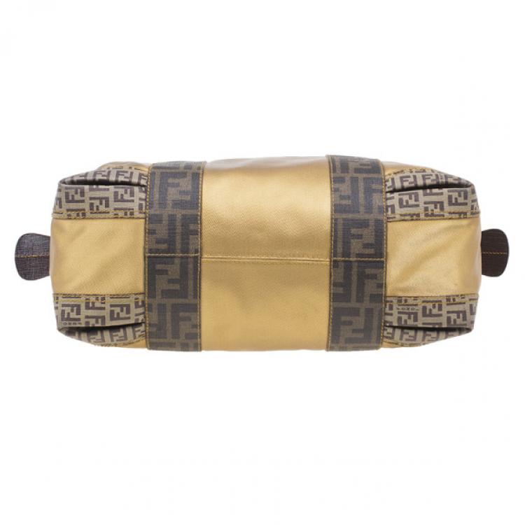 Pre Owned Fendi Gold Coated Canvas and Nylon Large B. Mix Tote