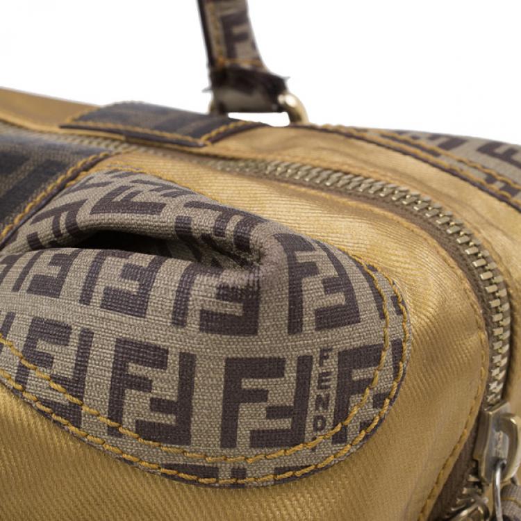 Pre Owned Fendi Gold Coated Canvas and Nylon Large B. Mix Tote