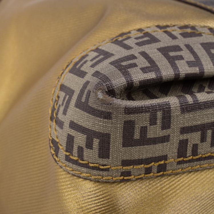 Pre Owned Fendi Gold Coated Canvas and Nylon Large B. Mix Tote