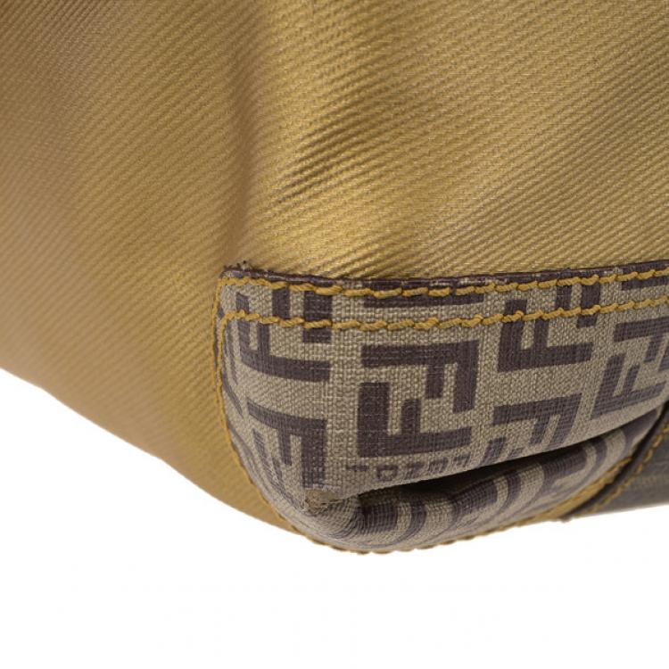 Pre Owned Fendi Gold Coated Canvas and Nylon Large B. Mix Tote