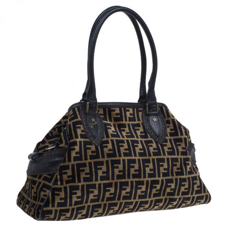 Pre Owned Fendi Velour Zucca De Jour Tote