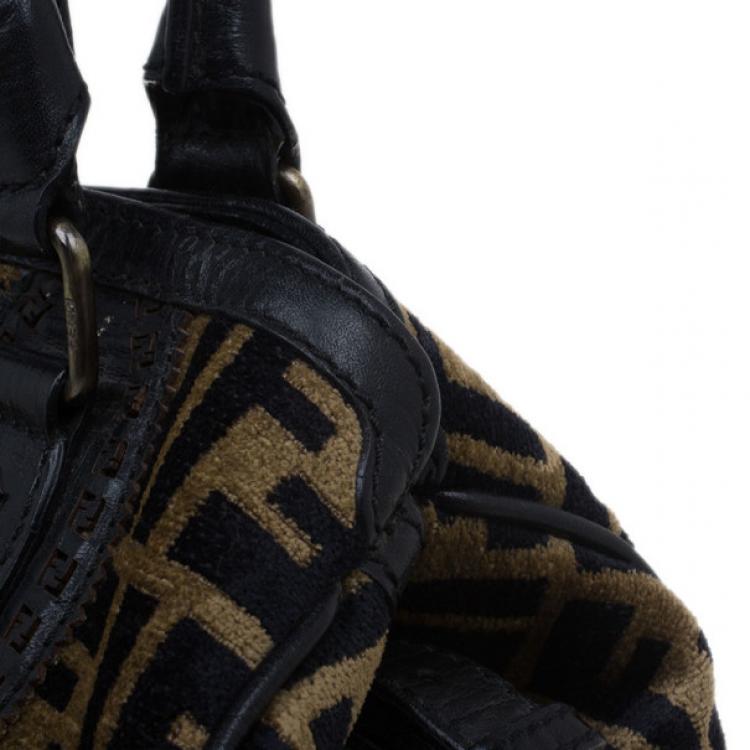 Pre Owned Fendi Velour Zucca De Jour Tote